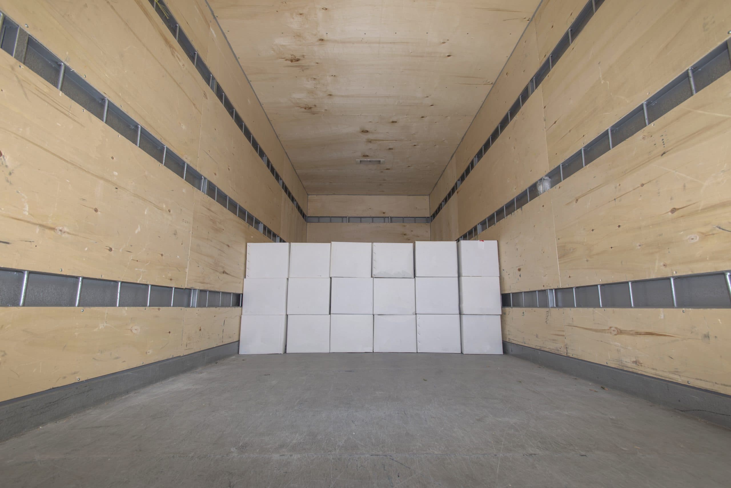 Packed boxed in the moving truck